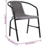 vidaXL Chaises de jardin lot de 2 Plastique Rotin et acier 110 kg