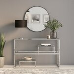 vidaXL Table console argenté acier inoxydable et verre trempé