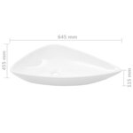 vidaXL Évier triangulaire Céramique Blanc 645 x 455 x 115 mm