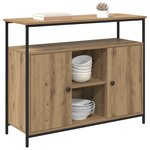 vidaXL Buffet Chêne artisanal 100 x 35 x 80 cm Bois d'ingénierie