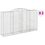 vidaXL Paniers à gabions arqués 3 Pièces 300x50x160/180 cm fer galvanisé