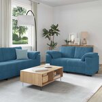 vidaXL Ensemble de canapés 3 Pièces avec coussins Bleu Velours