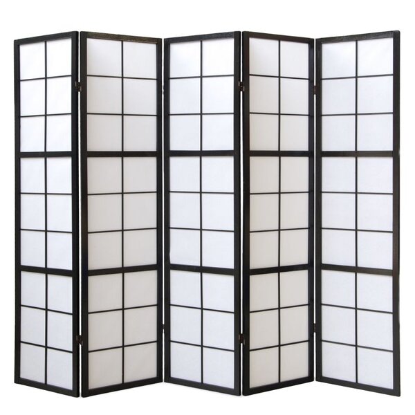Paravent bois 5 pans noir