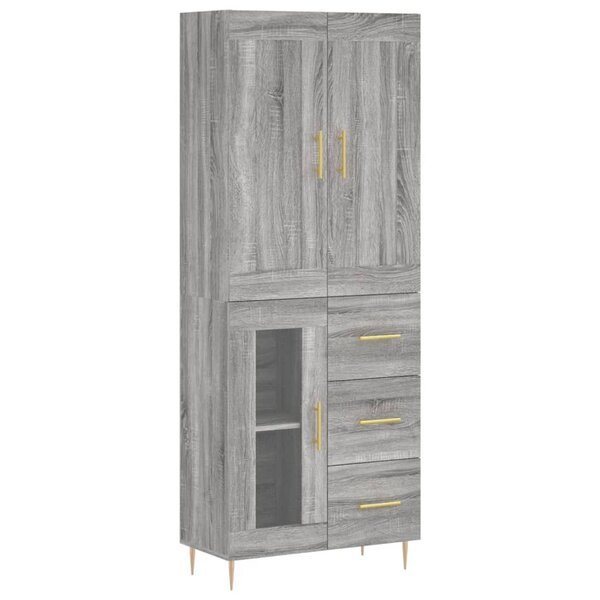 vidaXL Buffet haut Sonoma gris 69 5x34x180 cm Bois d'ingénierie