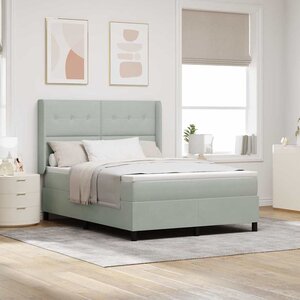vidaXL Lit à ressorts avec matelas Gris clair 160 x 200 cm Velours