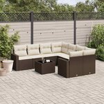 vidaXL Salon de jardin avec coussins 9 Pièces marron résine tressée