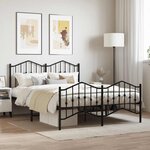 vidaXL Cadre de lit métal sans matelas avec pied de lit noir 140x200cm