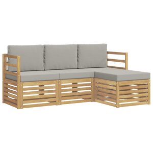 vidaXL Ensemble de canapés d'extérieur 4 Pièces Blanc et gris clair
