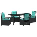 vidaXL Set de salle à manger de jardin de 5 pièces en rattan PE noir