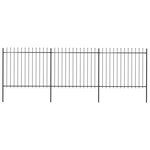 vidaXL Clôture de jardin avec dessus en lance Acier 5 1 x 1 5 m Noir