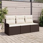 vidaXL Ensemble de salon de jardin 3 pièces avec coussins - Poly rotin marron