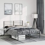 vidaXL Cadre de lit métal sans matelas avec pied de lit noir 150x200cm