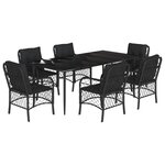 vidaXL Ensemble à manger de jardin coussins 7Pièces Noir Résine tressée