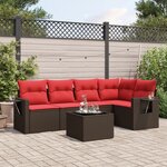 vidaXL Salon de jardin 6 Pièces avec coussins marron résine tressée