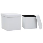 vidaXL Tabourets de rangement pliables lot de 2 blanc similicuir