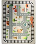Tapis enfant Circuit de voiture 120 x 160 cm - Gris