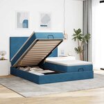 vidaXL Cadre de lit ottoman avec matelas bleu foncé 200x200 cm velours