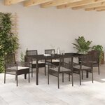 vidaXL Ensemble de salle à manger pour jardin 7 Pièces Marron Poly rotin