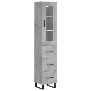 vidaXL Buffet haut Gris béton 34 5x34x180 cm Bois d'ingénierie