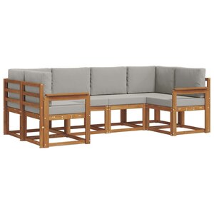 vidaXL Ensemble de canapés d'extérieur 6 pc Gris Naturel et Clair