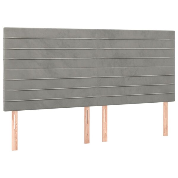 vidaXL Tête de lit Gris clair 180x5x118/128 cm Velours
