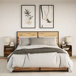 vidaXL Tables de chevet murales avec lumières LED 2 Pièces chêne fumé