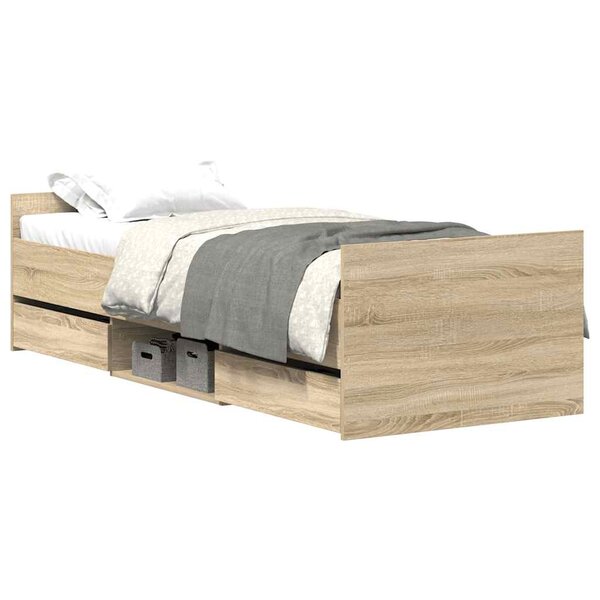 vidaXL Cadre de lit sans matelas chêne sonoma 90x190 cm