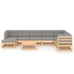 vidaXL Salon de jardin 9 Pièces avec coussins Bois de pin massif