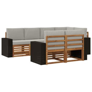 vidaXL Ensemble de canapés d'extérieur 7 pc Naturel et gris clair
