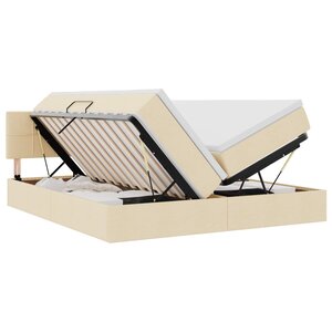 vidaXL Lit de rangement LED avec matelas Crème 200 x 200 cm Tissu