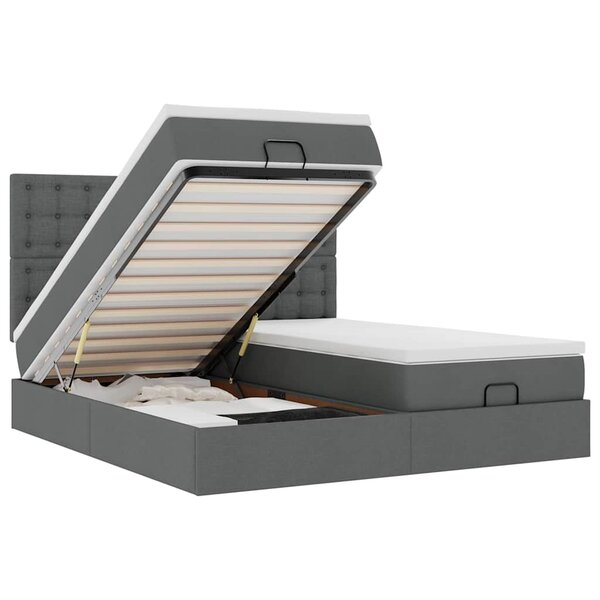 VidaXL Cadre de lit ottoman avec matelas gris foncé 200x200cm tissu