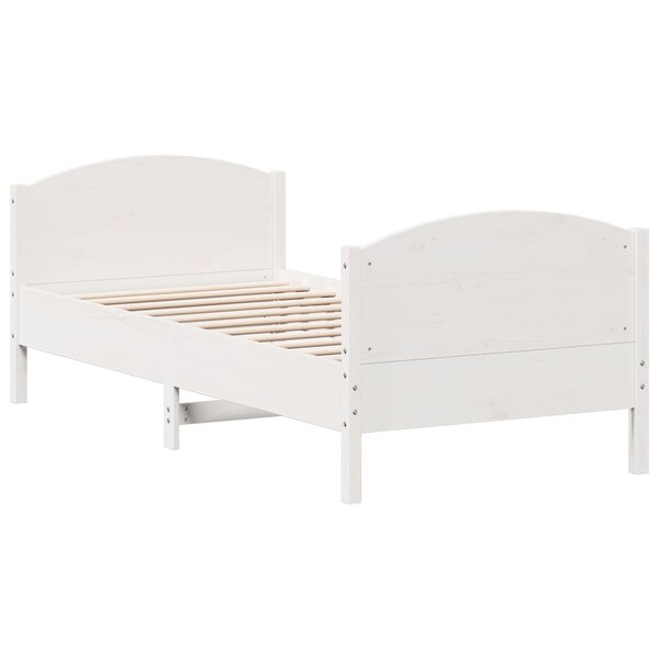 vidaXL Cadre de lit sans matelas blanc 75x190 cm bois de pin massif
