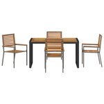 Ensemble de Salle à Manger de Jardin vidaXL 5 Pièces Gris Poly Rattan Acacia