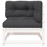 vidaXL Canapé de jardin et coussins 2 places blanc bois de pin massif