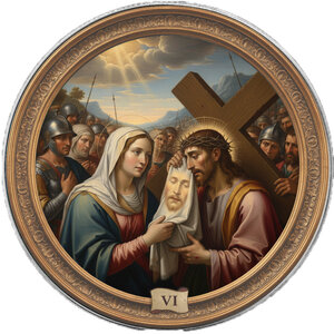 Monnaie VERONICA WIPES THE FACE OF JESUS Station VI Via Crucis 1 Oz Argent 1$ USA 2026