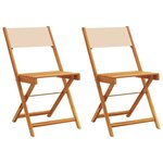 vidaXL Chaises de bistrot lot de 2 beige bois d'acacia massif et tissu