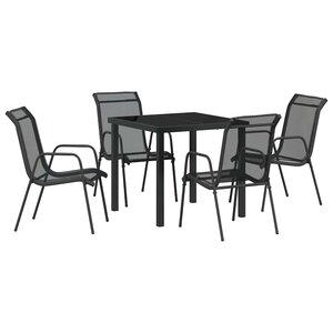 vidaXL Ensemble de salle à manger pour jardin 5 Pièces Noir