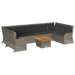 vidaXL Salon de jardin 7 Pièces avec coussins Gris Résine tressée