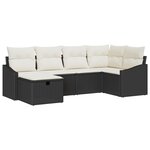 vidaXL Ensemble de 6 canapés de jardin avec coussins noir et poly rattan
