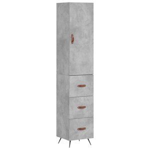 vidaXL Buffet haut Gris béton 34 5x34x180 cm Bois d'ingénierie