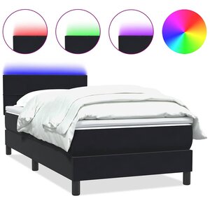 vidaXL Sommier à lattes de lit avec matelas et LED noir 80x220 cm velours