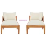 vidaXL Chaise longue avec 1 accoudoir Blanc crème Bois d'acacia solide