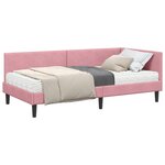 vidaXL Cadre de lit d'angle avec matelas 2 pc Rose 90 x 200 cm Velours