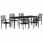 vidaXL Ensemble de salle à manger pour jardin 7 Pièces Noir