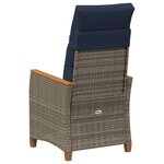 vidaXL Chaise de jardin inclinable 2 Pièces Gris et bleu marine polyrotin