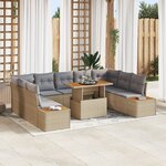 Set de 6 Canapés de Jardin avec Coussins Beige en Poly Rattan