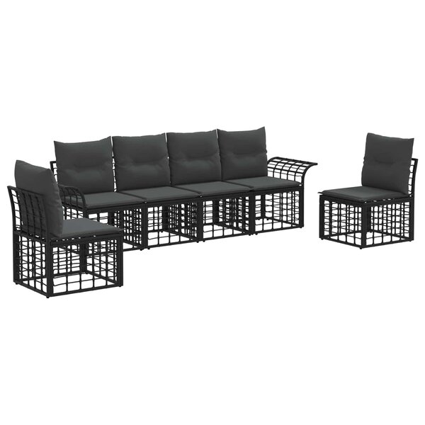 vidaXL Ensemble de canapés d'extérieur 6 Pièces Noir et Gris foncé
