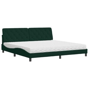vidaXL Lit avec matelas vert foncé 200x200 cm velours