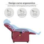 vidaXL Fauteuil inclinable de massage électrique Rouge bordeaux Tissu