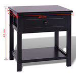 vidaXL Table de chevet 2 Pièces Bois Noir